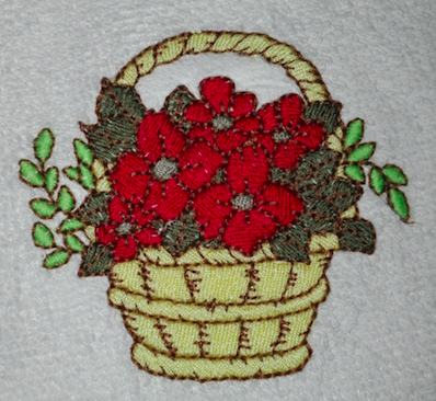 Panier fleurs rouge